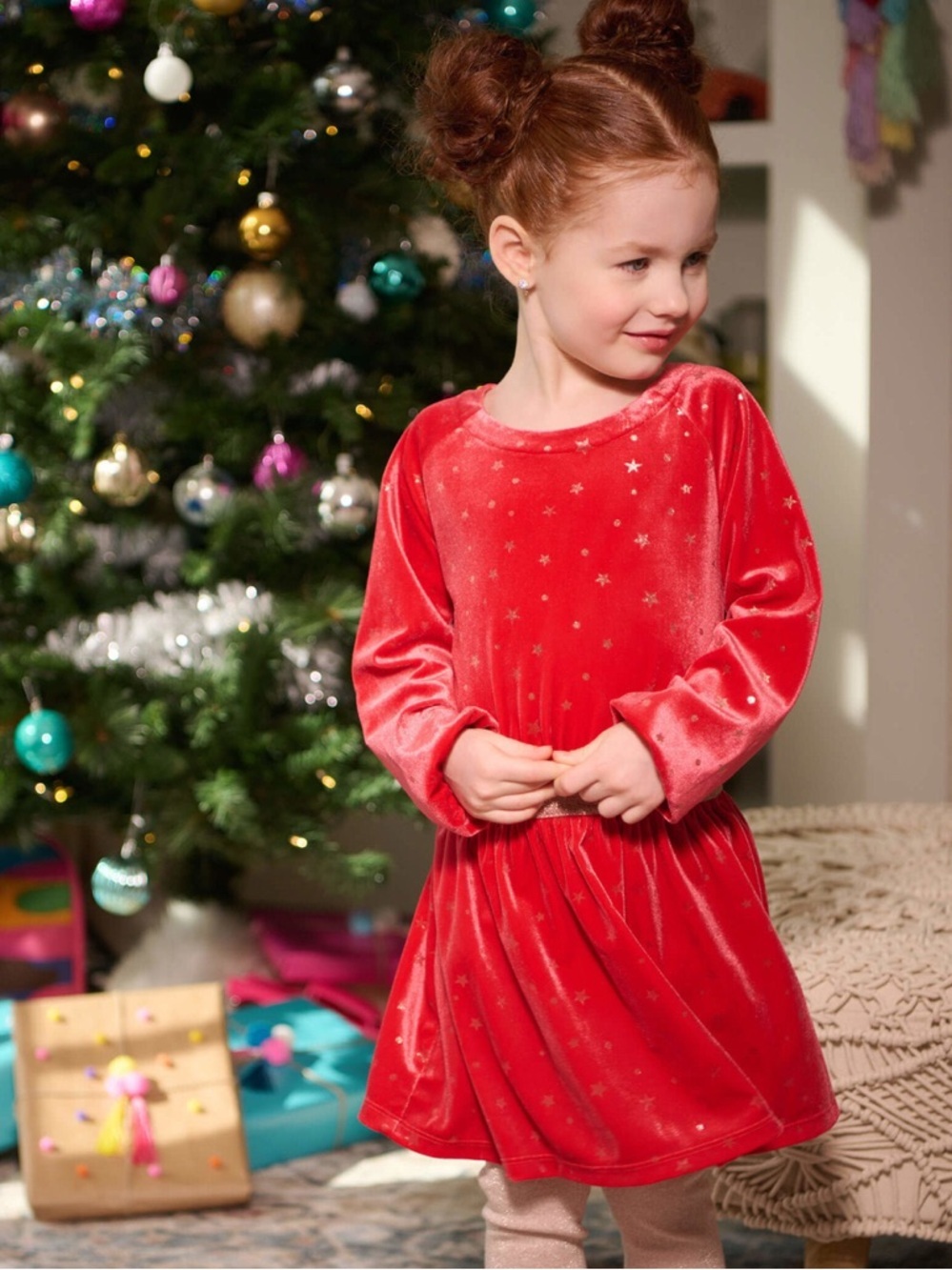 Hatley Girls Holiday Stars Crushed Velour Dress size 10